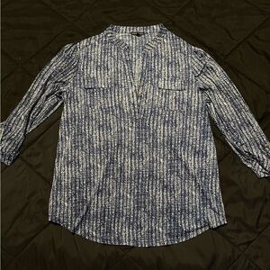 Ava & Grace Navy and Cream Textured Top